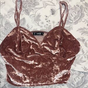 SHEIN Women's Velvet Crop Top - Brown